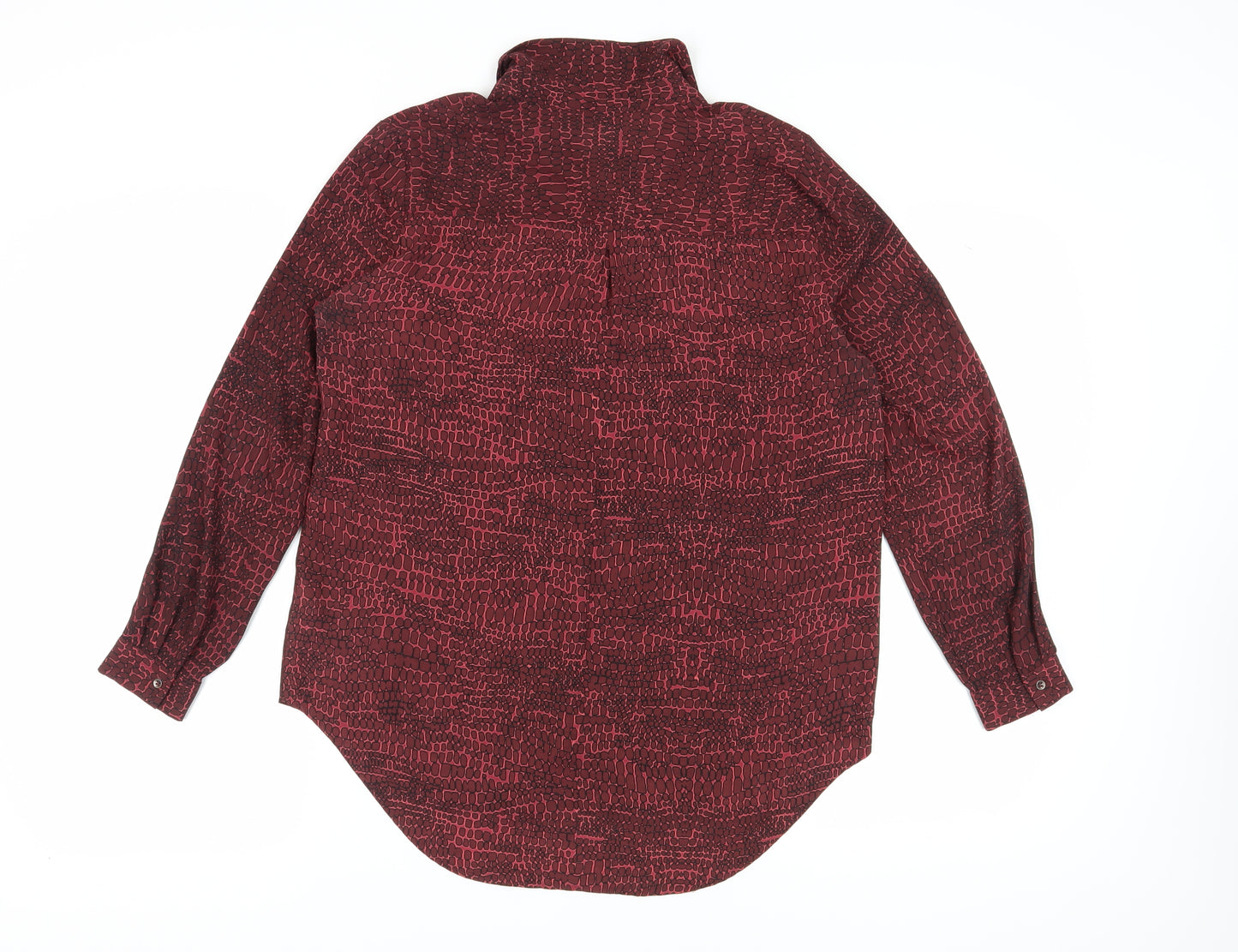 Marks and Spencer Women's Red Geometric Button-Up Shirt