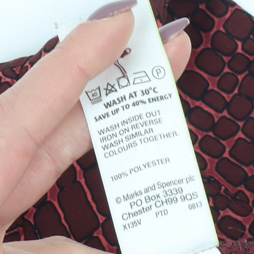 Marks and Spencer Women's Red Geometric Button-Up Shirt