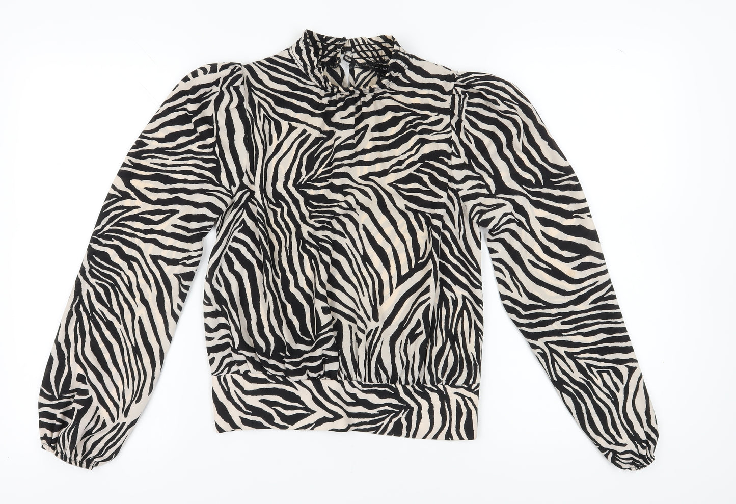New Look Women's Black Animal Print Blouse Size 8