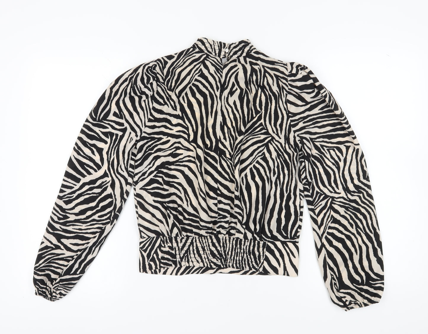 New Look Women's Black Animal Print Blouse Size 8
