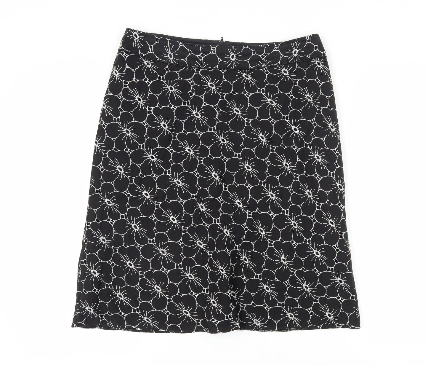 BHS Women's Black Floral Pencil Skirt Size 14 Petite