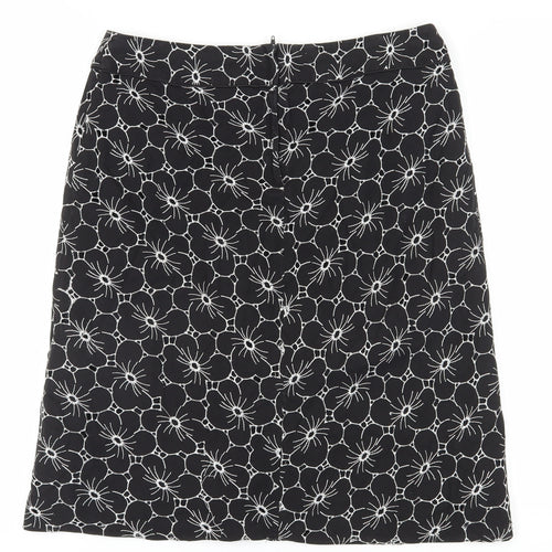 BHS Women's Black Floral Pencil Skirt Size 14 Petite