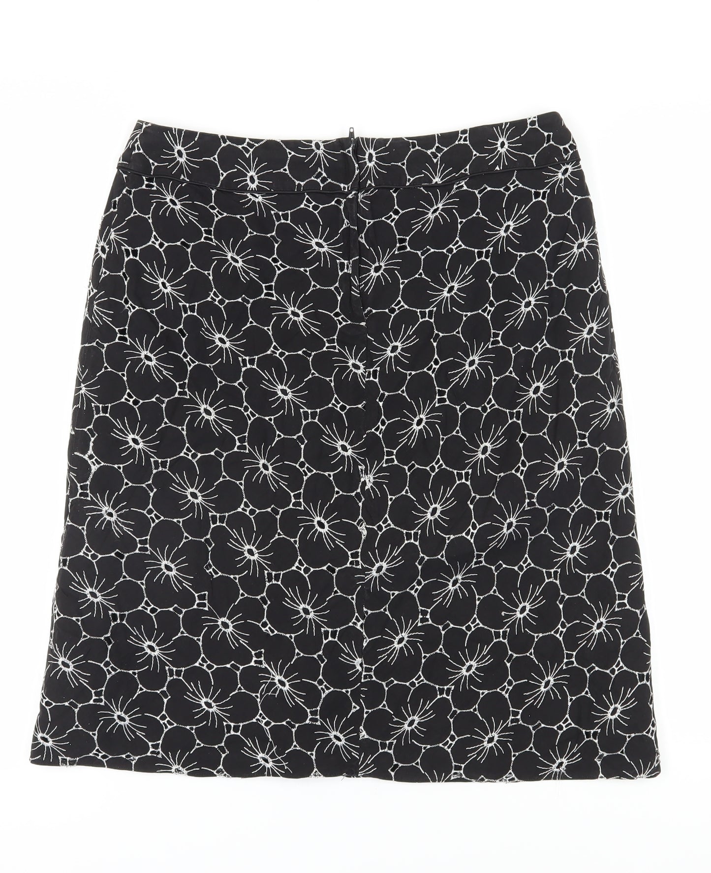 BHS Women's Black Floral Pencil Skirt Size 14 Petite