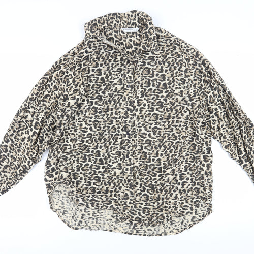 Stradivarius Women's Animal Print Button-Up Shirt