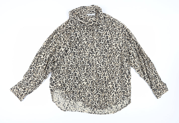 Stradivarius Women's Animal Print Button-Up Shirt
