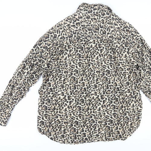 Stradivarius Women's Animal Print Button-Up Shirt