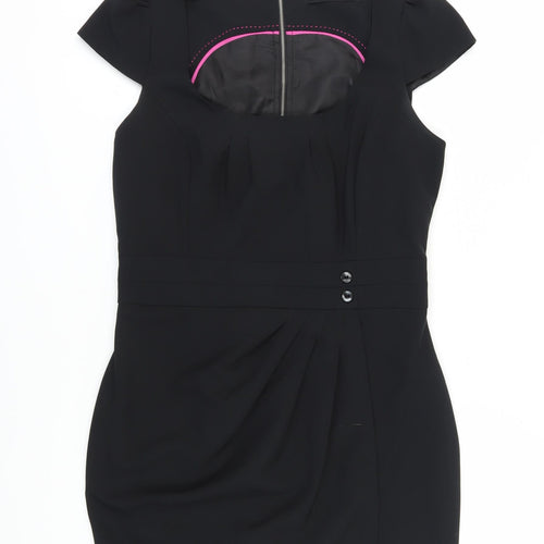 E-vie Women's Black Sheath Dress, Size 12, Cap Sleeve