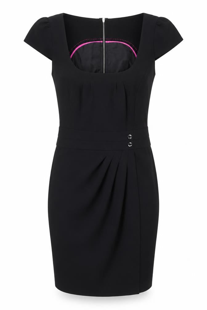 E-vie Women's Black Sheath Dress, Size 12, Cap Sleeve