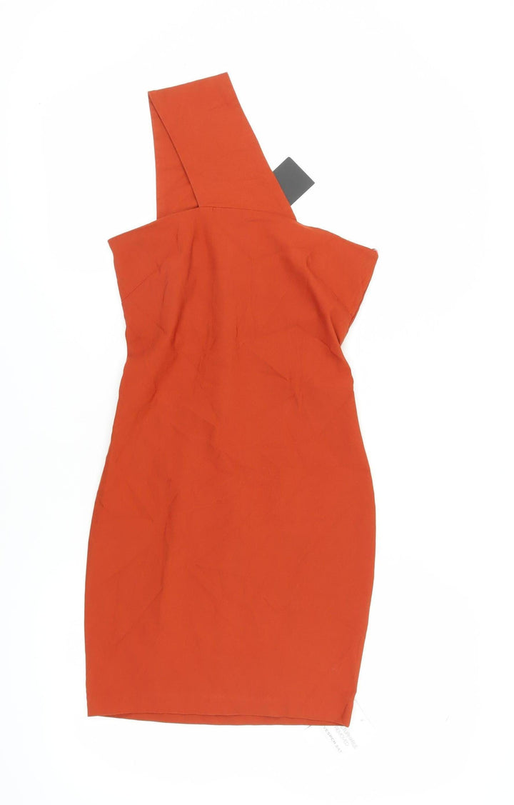 Vesper Women's Orange Bodycon Dress Size 10 One Shoulder