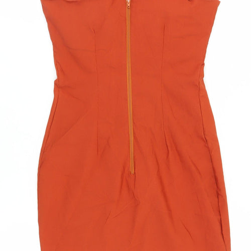 Vesper Women's Orange Bodycon Dress Size 10 One Shoulder
