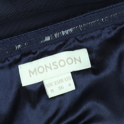 Monsoon Women's Blue A-Line Midi Formal Dress Size 8