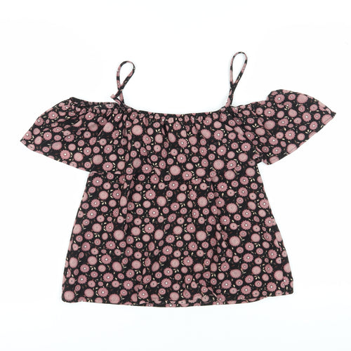Apricot Women's Black Floral Off Shoulder Blouse, Size 10