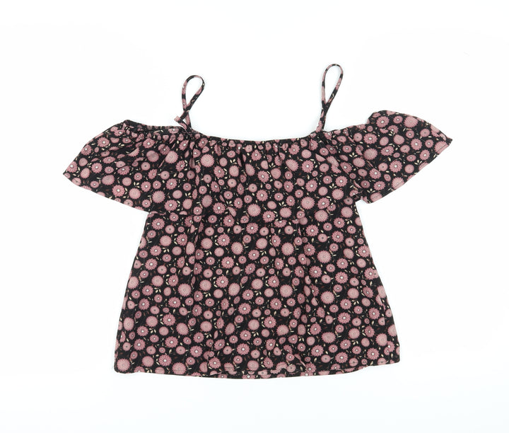 Apricot Women's Black Floral Off Shoulder Blouse, Size 10