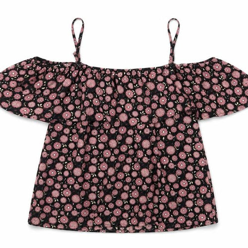 Apricot Women's Black Floral Off Shoulder Blouse, Size 10