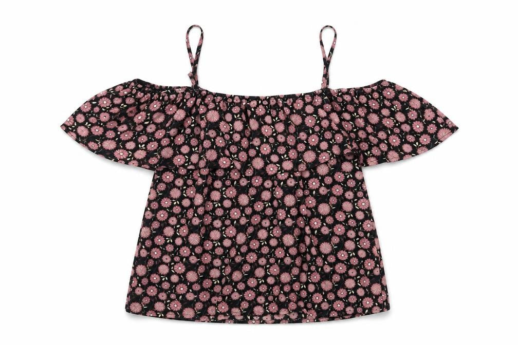 Apricot Women's Black Floral Off Shoulder Blouse, Size 10