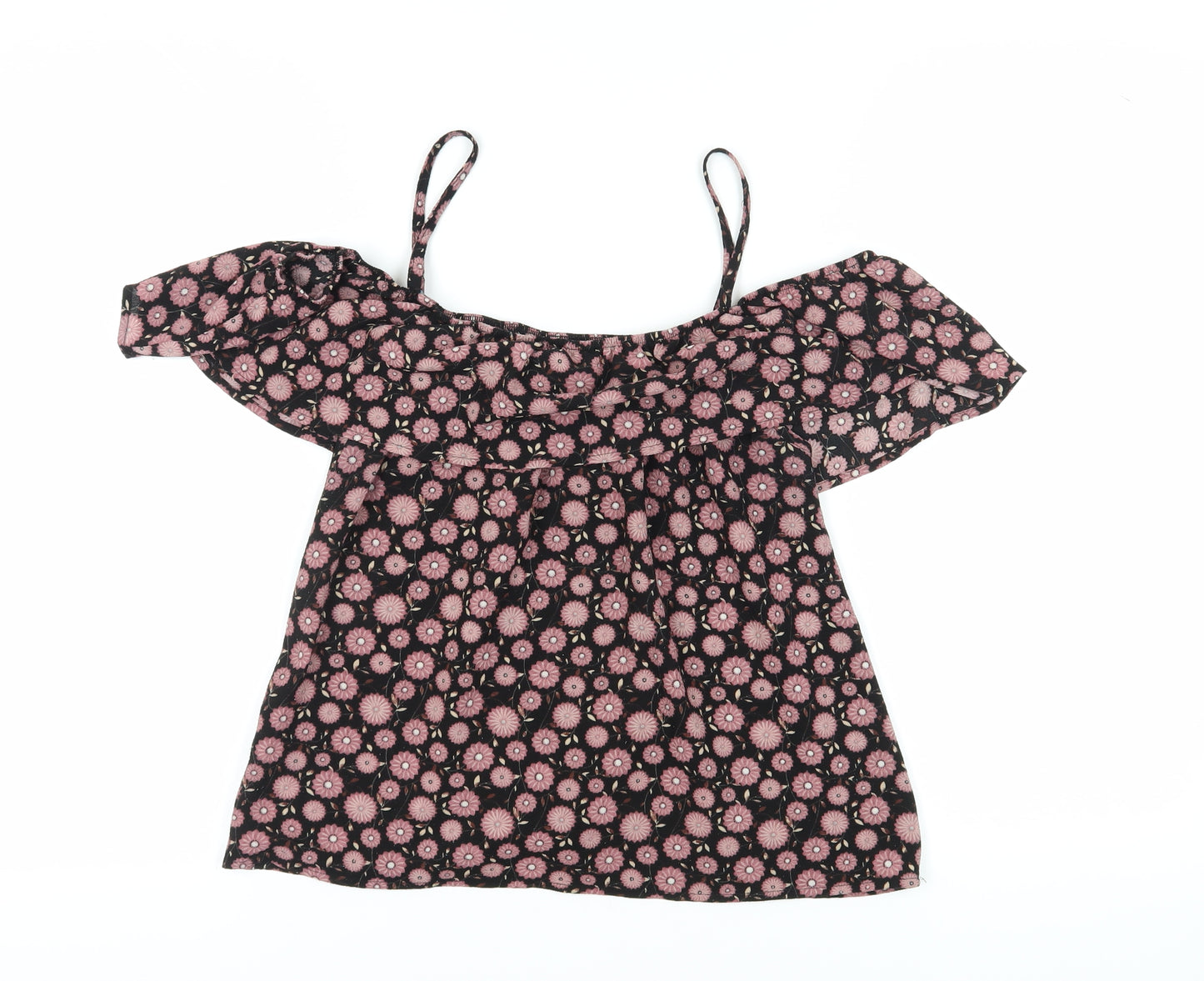 Apricot Women's Black Floral Off Shoulder Blouse, Size 10