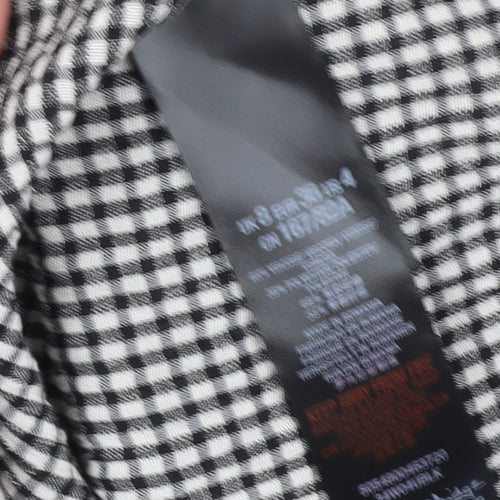 Miss Selfridge Women's Black Check Ringer Blouse - Size 8