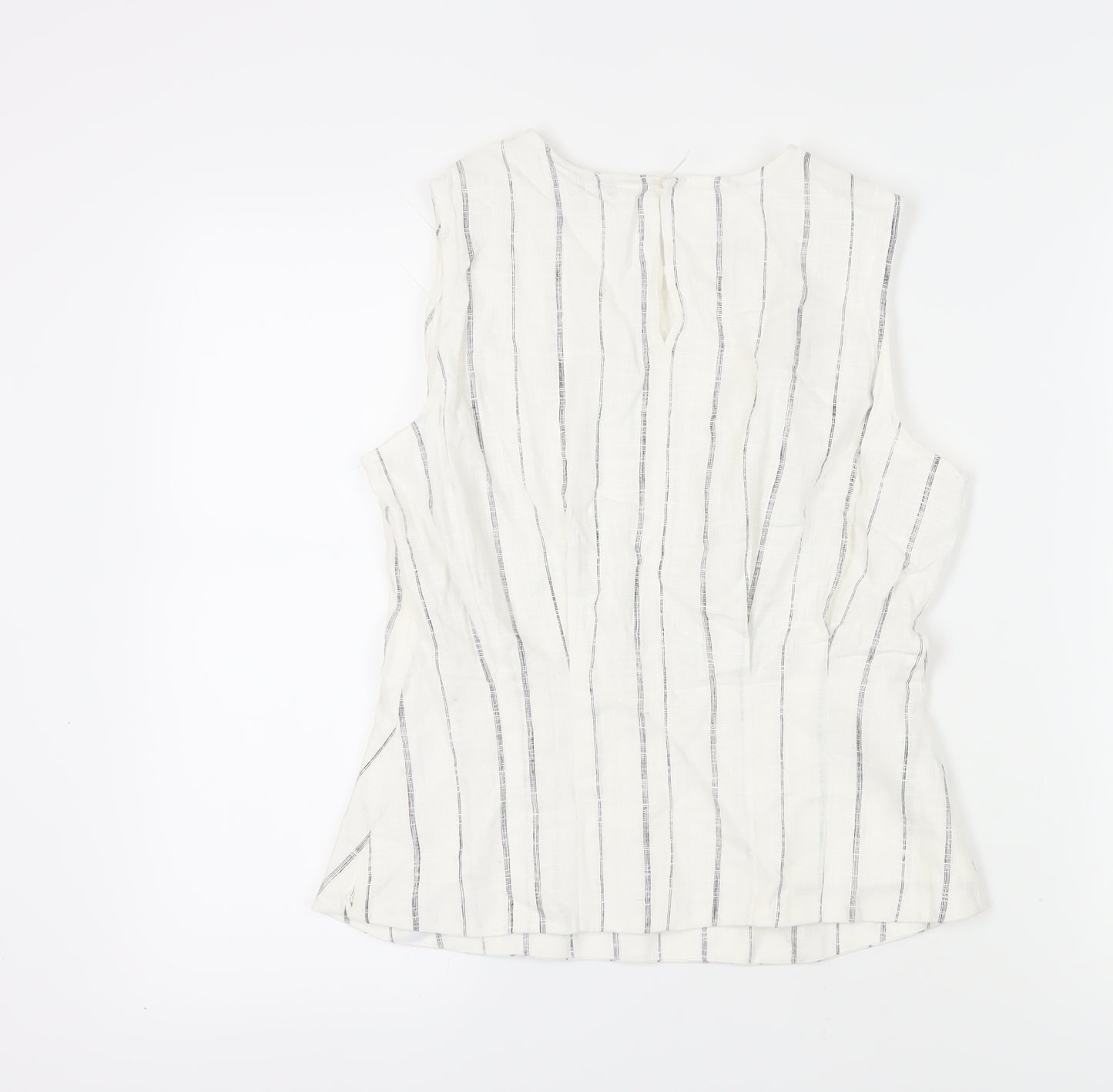 Marks and Spencer Women's White Sleeveless Top, Size 12, Striped