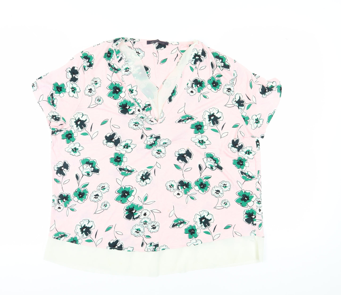 Marks and Spencer Women's Pink Floral Blouse XS