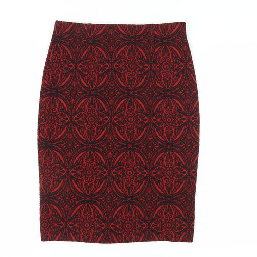 Marks & Spencer Women's Red Geometric Pencil Skirt