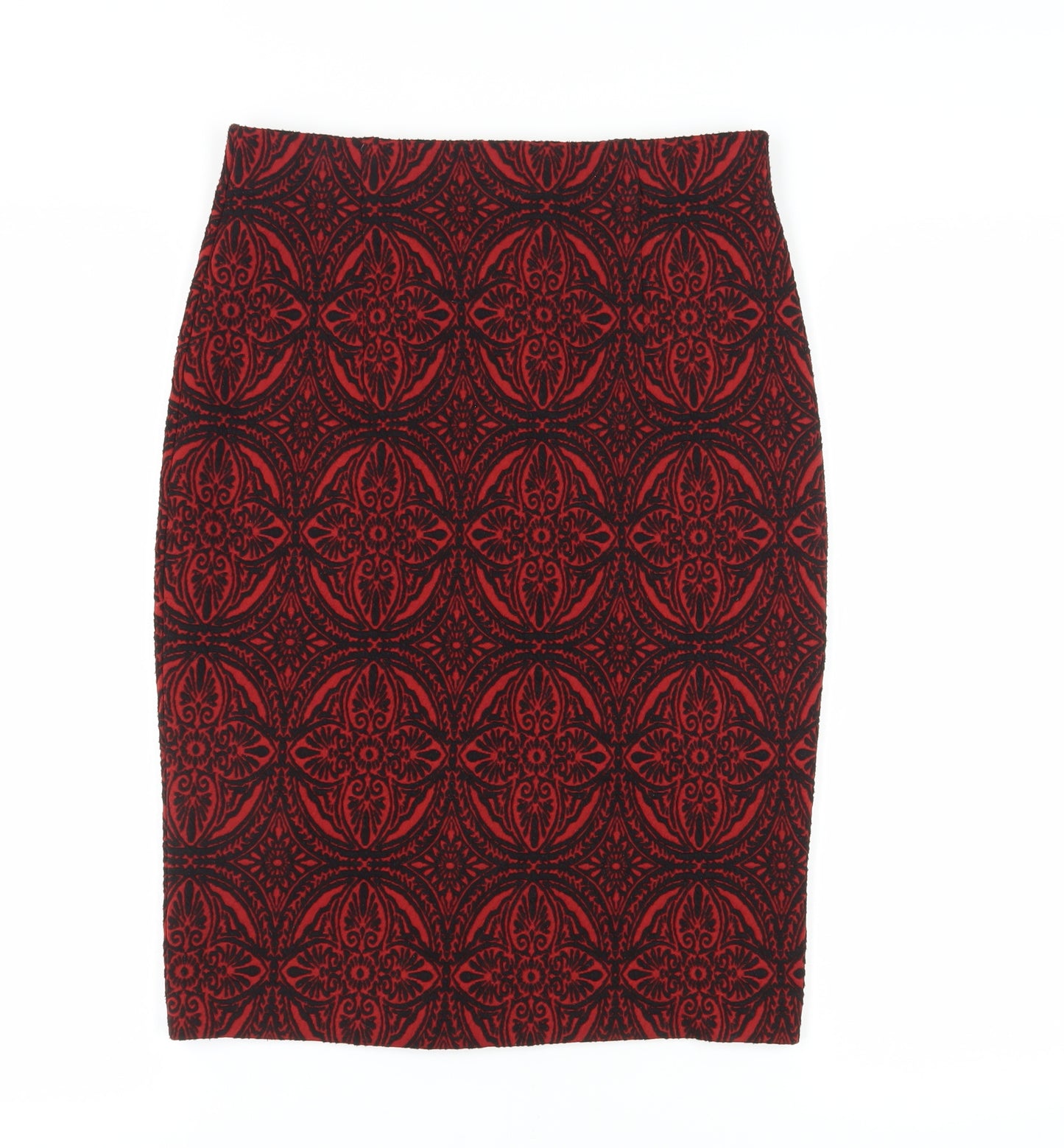 Marks & Spencer Women's Red Geometric Pencil Skirt