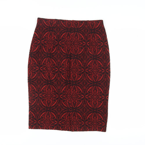 Marks & Spencer Women's Red Geometric Pencil Skirt