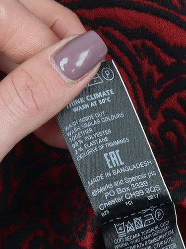 Marks & Spencer Women's Red Geometric Pencil Skirt