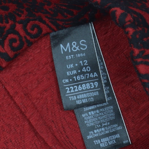 Marks & Spencer Women's Red Geometric Pencil Skirt