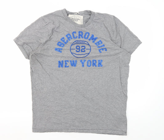 Abercrombie & Fitch Men's Grey Graphic T-Shirt 2XL