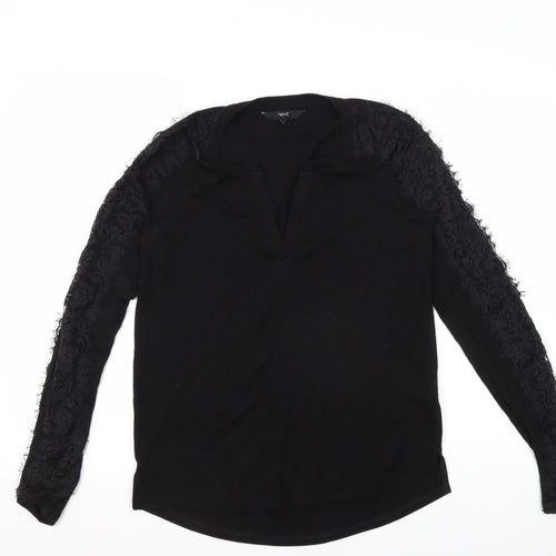 Next Women's Black Long Sleeve Lace Blouse - Size 6