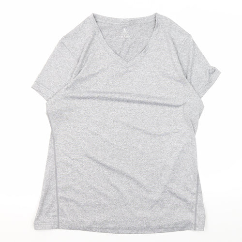 icyzone Women's Grey L Basic Activewear T-Shirt