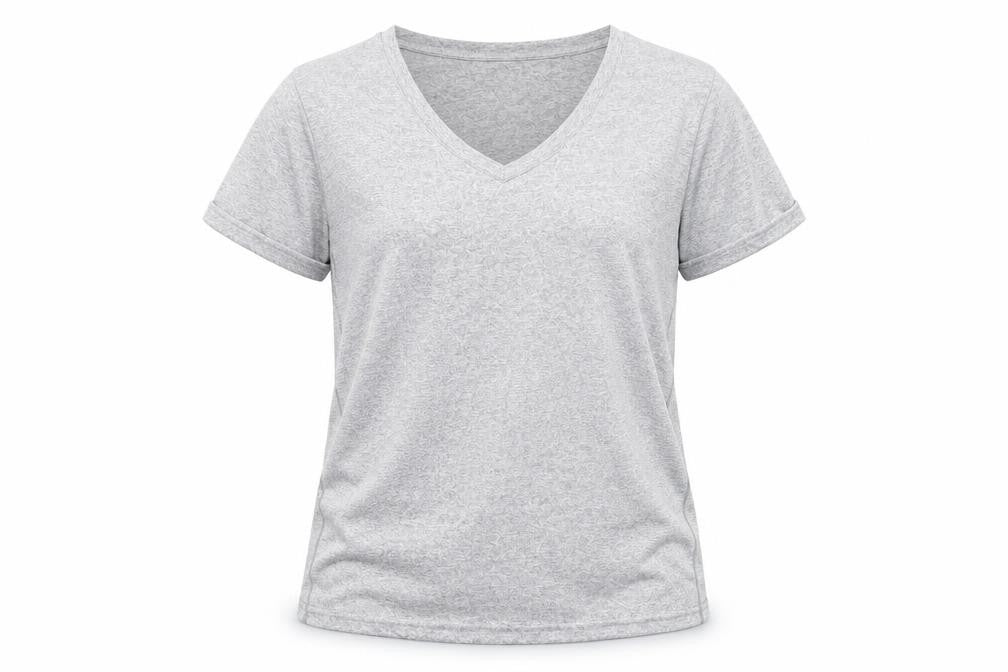 Front view of icyzone Women's Grey L Basic Activewear T-Shirt