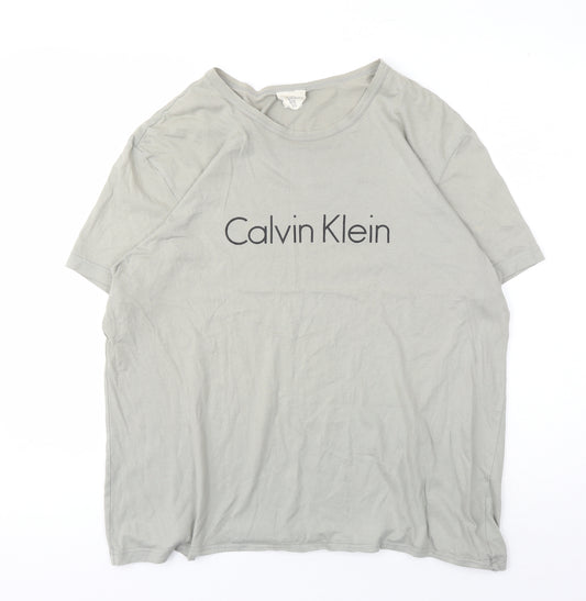 Calvin Klein Men's Grey Crew Neck T-Shirt, Large