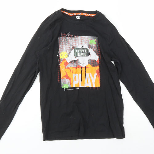Boys Black Gamer Long Sleeve Jersey T-Shirt Size1 1-12 Years