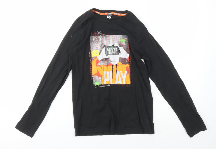 Boys Black Gamer Long Sleeve Jersey T-Shirt Size1 1-12 Years