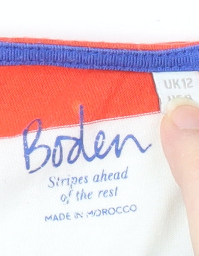 Boden Women's Multicoloured Striped T-Shirt UK 12