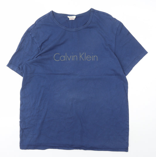 Calvin Klein Men's Blue L Short Sleeve T-Shirt, Logo, Cotton