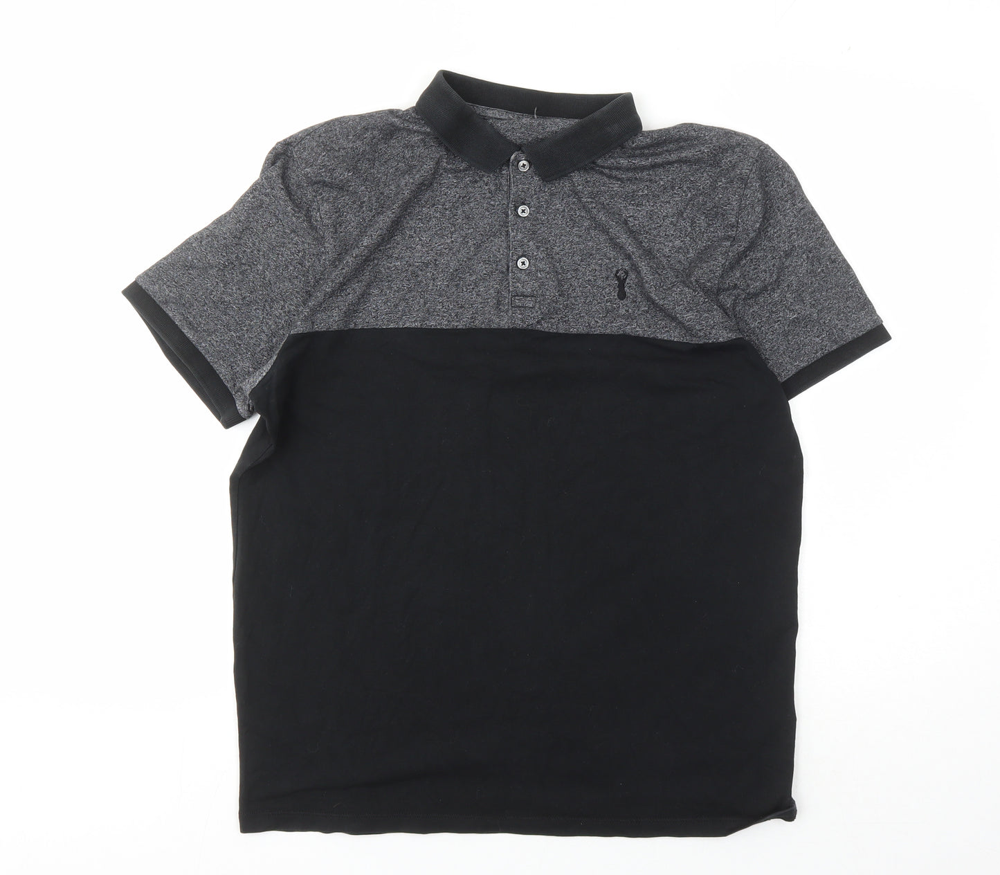 Next Men's Black Colourblock Polo Shirt M