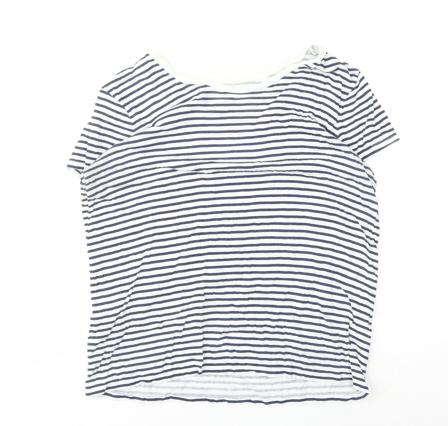 Gap Unisex White Striped Large T-Shirt, Casual Summer Style