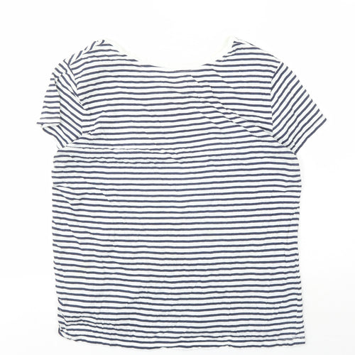 Gap Unisex White Striped Large T-Shirt, Casual Summer Style
