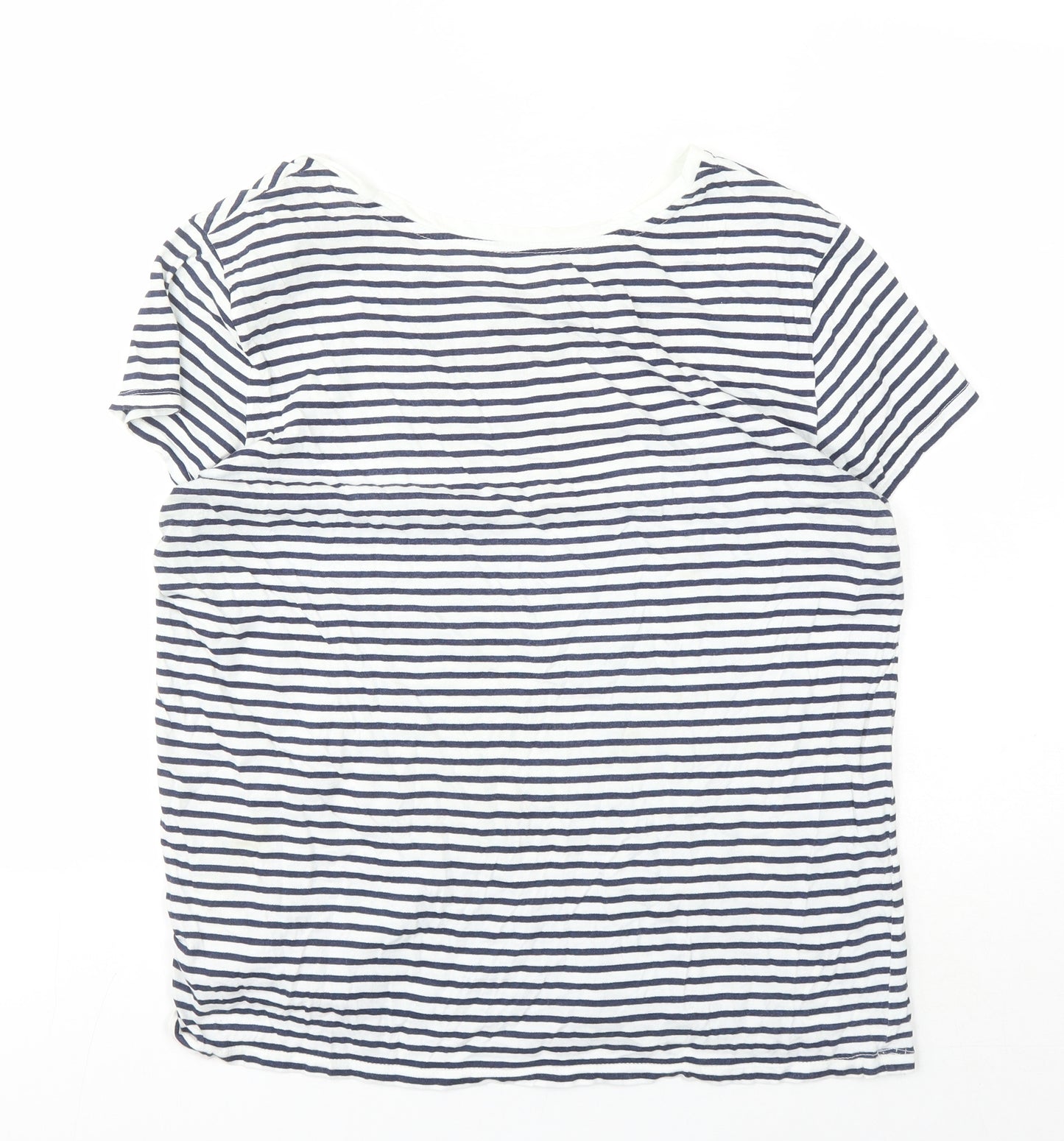 Gap Unisex White Striped Large T-Shirt, Casual Summer Style