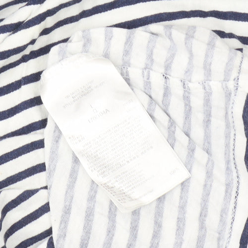Gap Unisex White Striped Large T-Shirt, Casual Summer Style