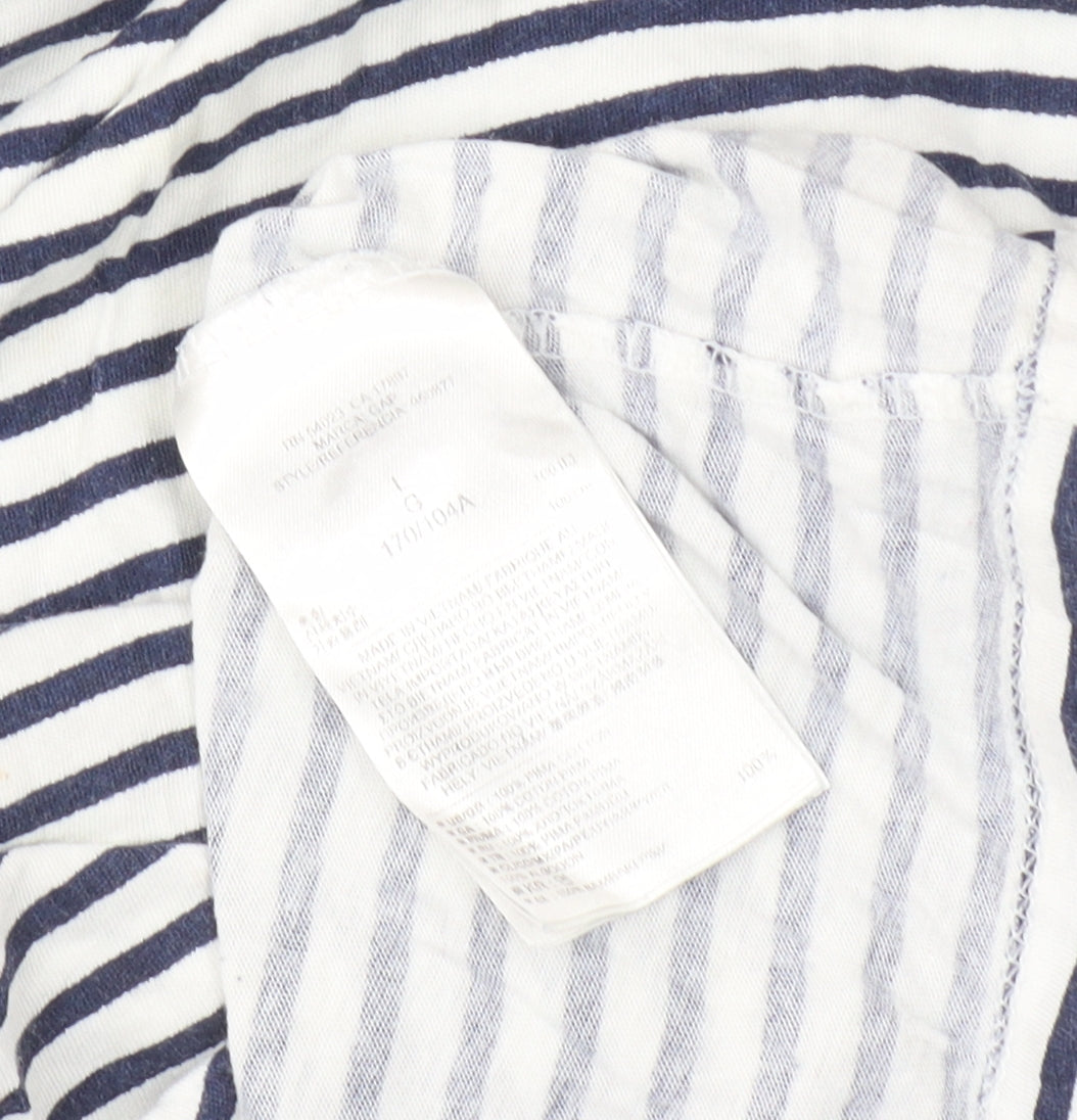 Gap Unisex White Striped Large T-Shirt, Casual Summer Style