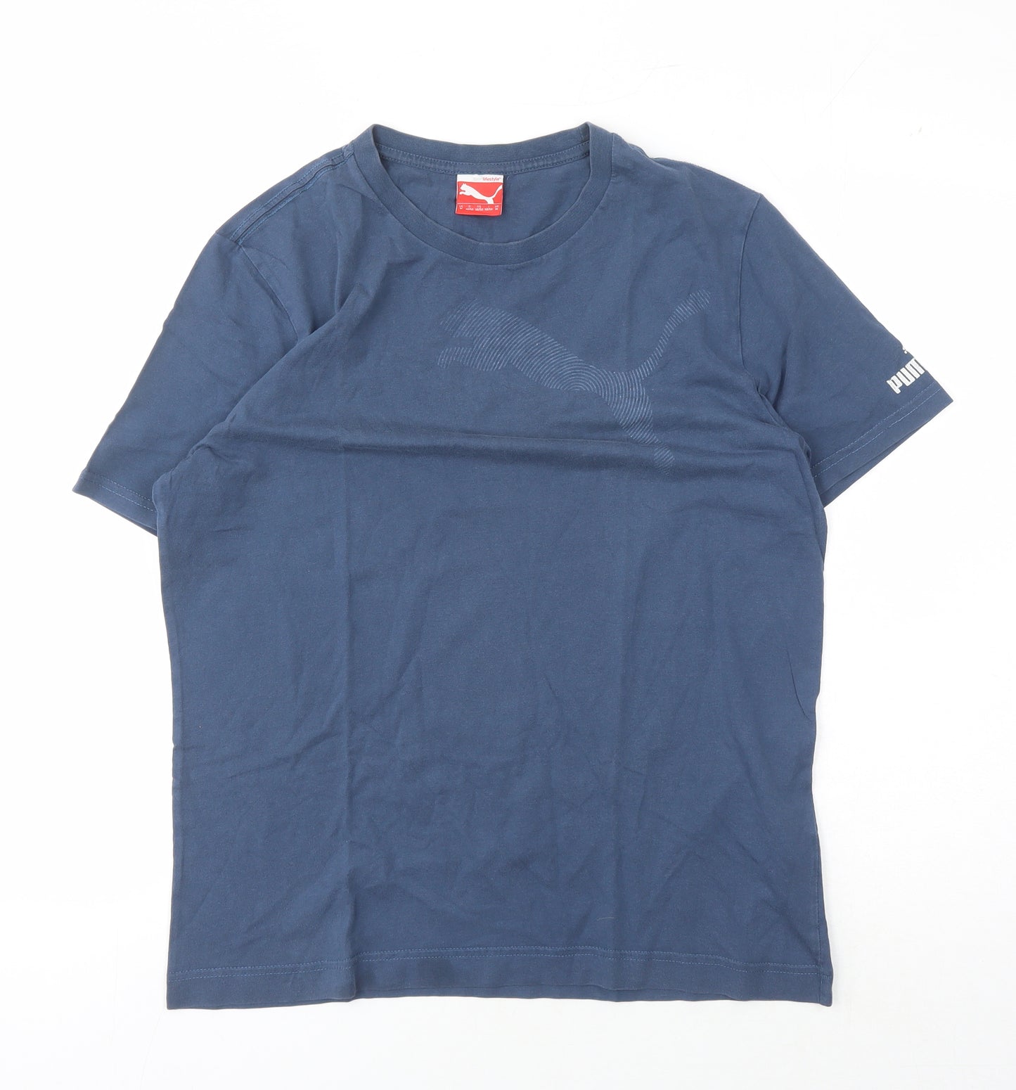 Puma Men's Blue Crew Neck Logo T-Shirt M