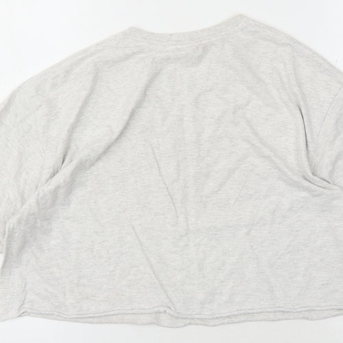 boohoo Women's Grey Cropped T-Shirt, Medium, Relaxed Fit