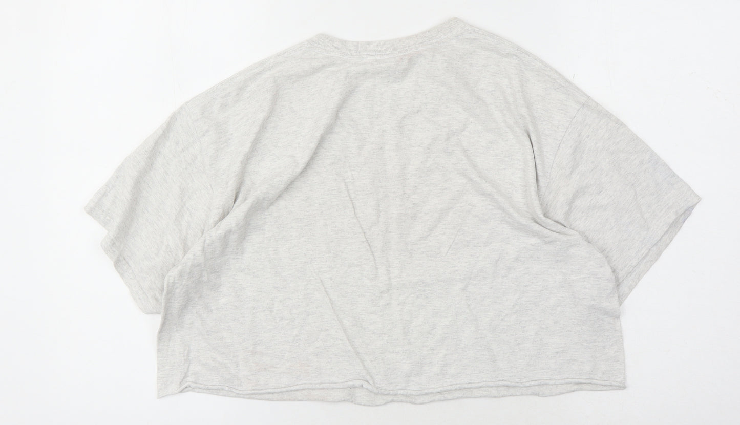 boohoo Women's Grey Cropped T-Shirt, Medium, Relaxed Fit