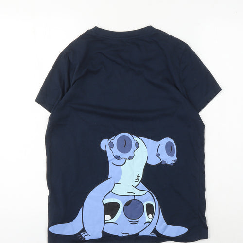 Disney Teens Blue Stitch T-Shirt XS Crew Neck