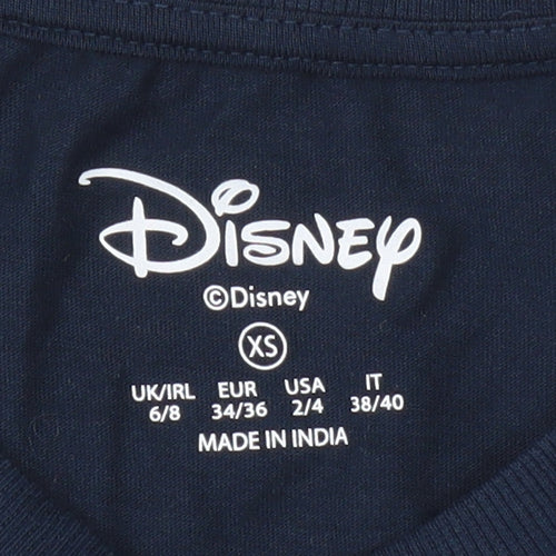 Disney Teens Blue Stitch T-Shirt XS Crew Neck