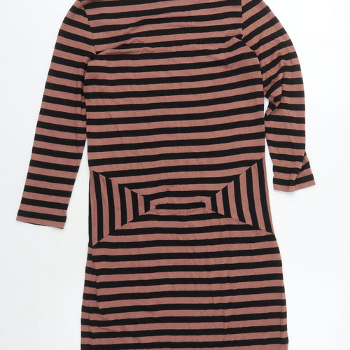 Mamalicious Women's Black Brown Striped Bodycon Dress S