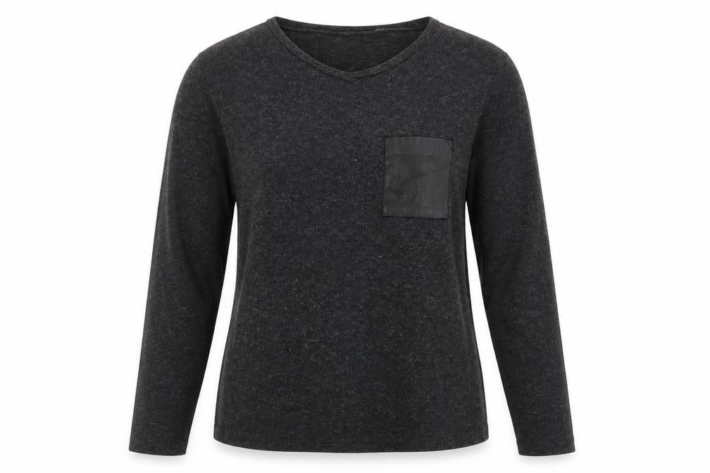 Front view of Zara unisex black long sleeve top l